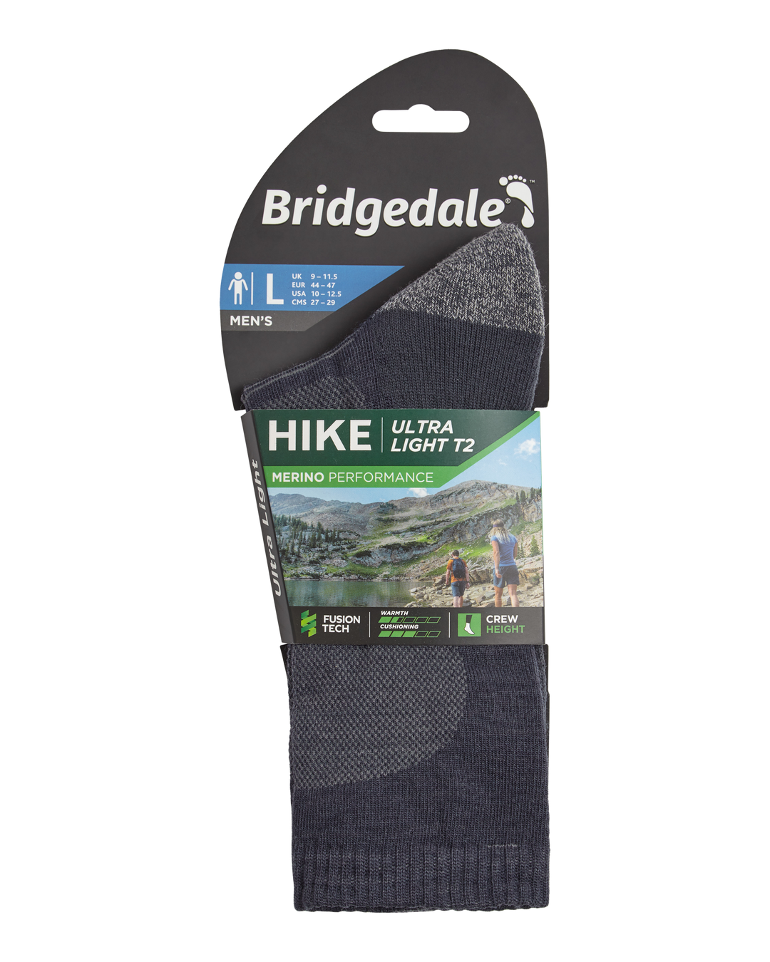 Bridgedale Men's Hike Ultra Light Merino Performance Crew Socks