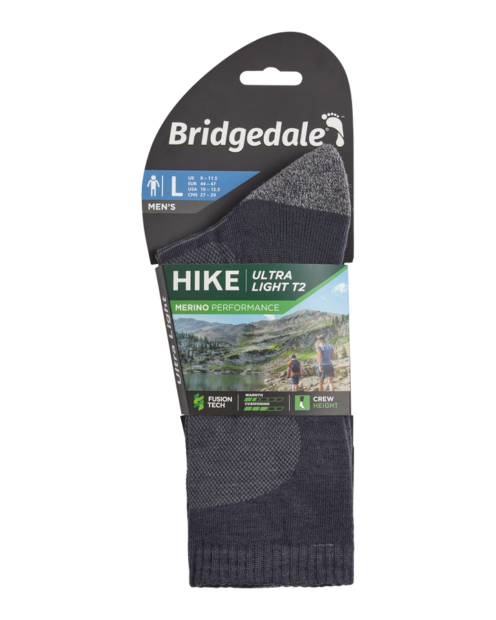 Bridgedale Men's Hike Ultra Light Merino Performance Crew Socks