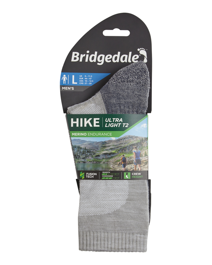 Bridgedale Men's Hike Ultra Light Merino Performance Crew Socks